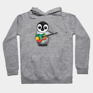 Baby Penguin Playing Ethiopian Flag Guitar Hoodie